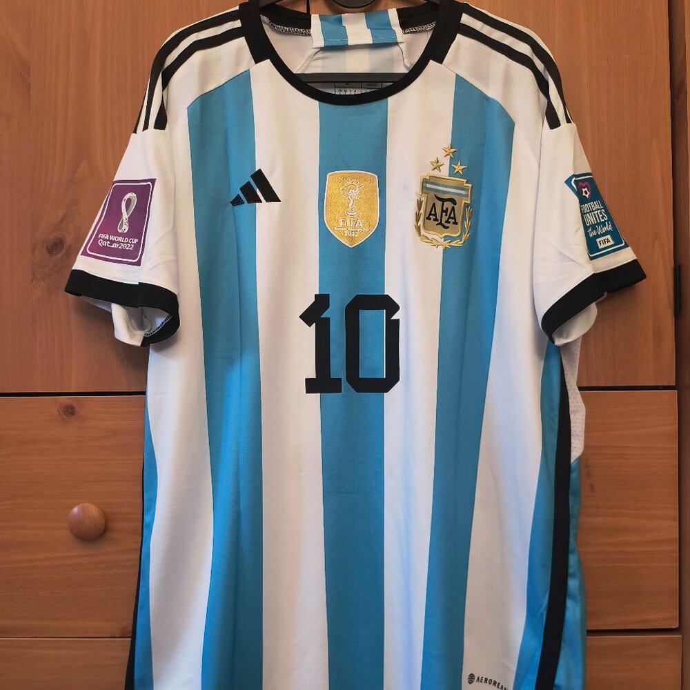 Lionel Messi #10 / Argentina 22-23 World Cup Jersey (Size L)